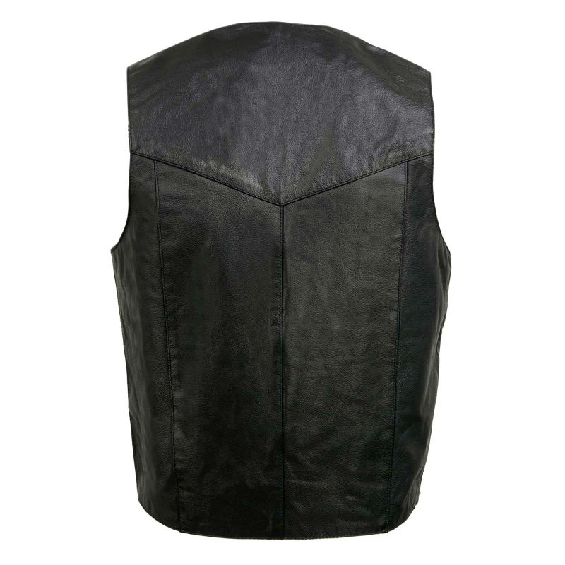 EVENT LEATHER EL1310GO Men's Classic Western Style Snap Button Black Motorcycle Riders Leather Vest - 5X-Large - Image 5